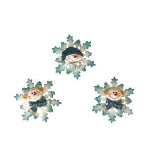 Snowflake Ornament With Snowman Head Scarf Set of 3 Resin